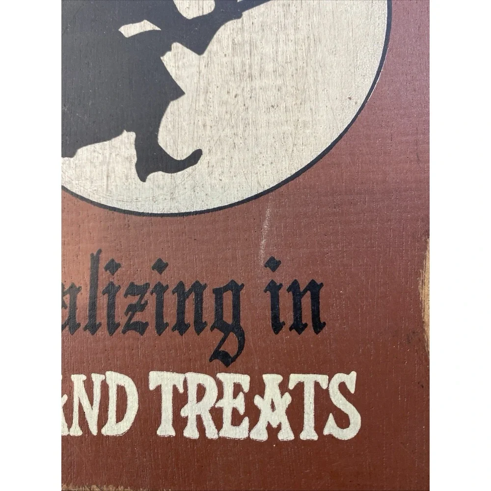 Sign Wall Decor Wood Halloween wicked witch tricks and treats bat Cat Moon‎